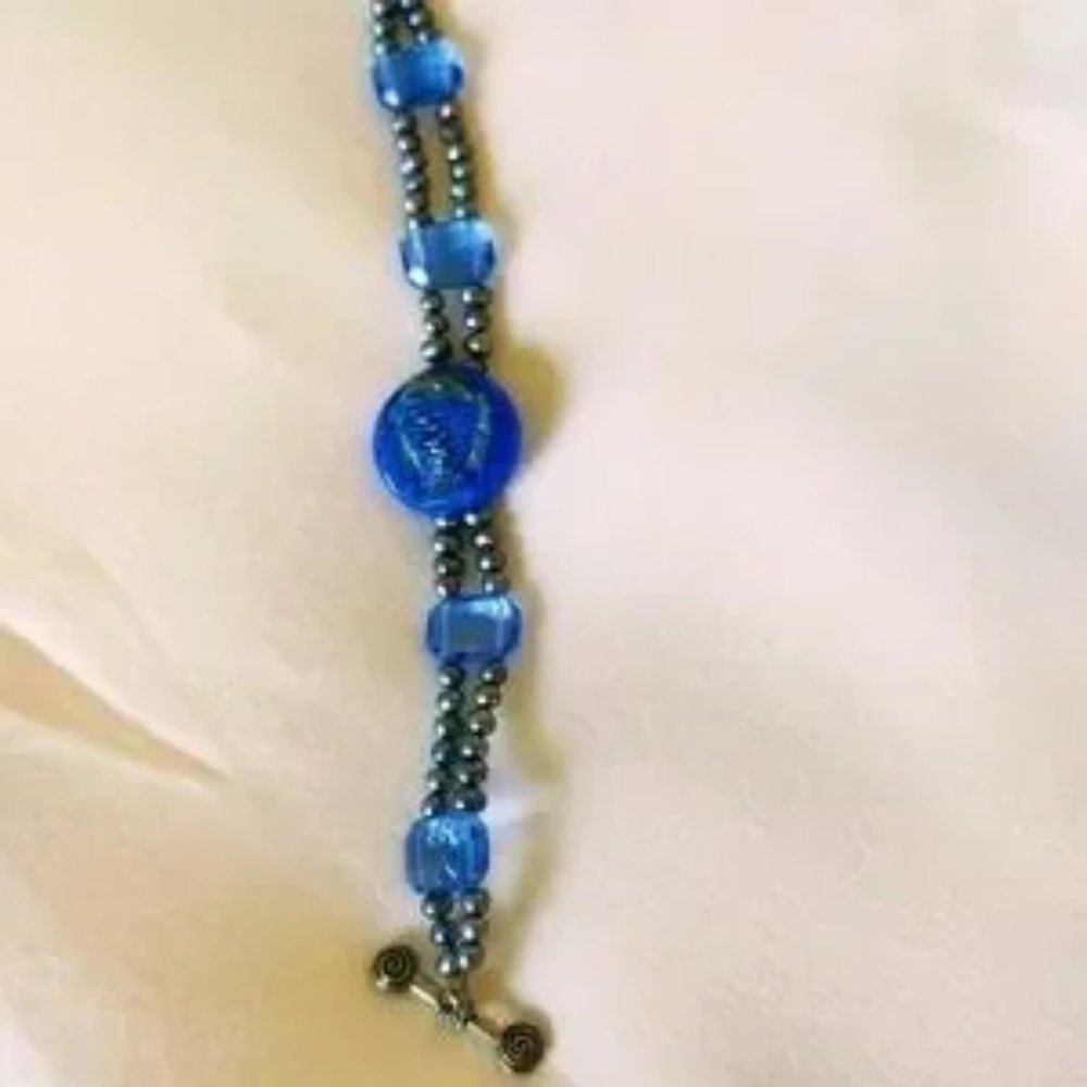 𝅺BLUE fish beaded braclet - Picture 4 of 4